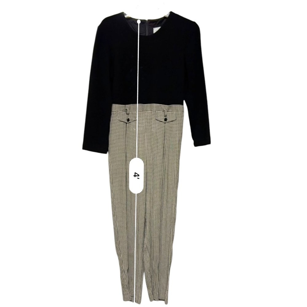 DJ Summers vintage jumpsuit ribbed top B/W plaid bottoms‎ Women's Petite sz 12P - Picture 6 of 10